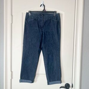 Chaus Classic Cropped Denim Pants Dark Wash Stretch Crop Jeans Size 10